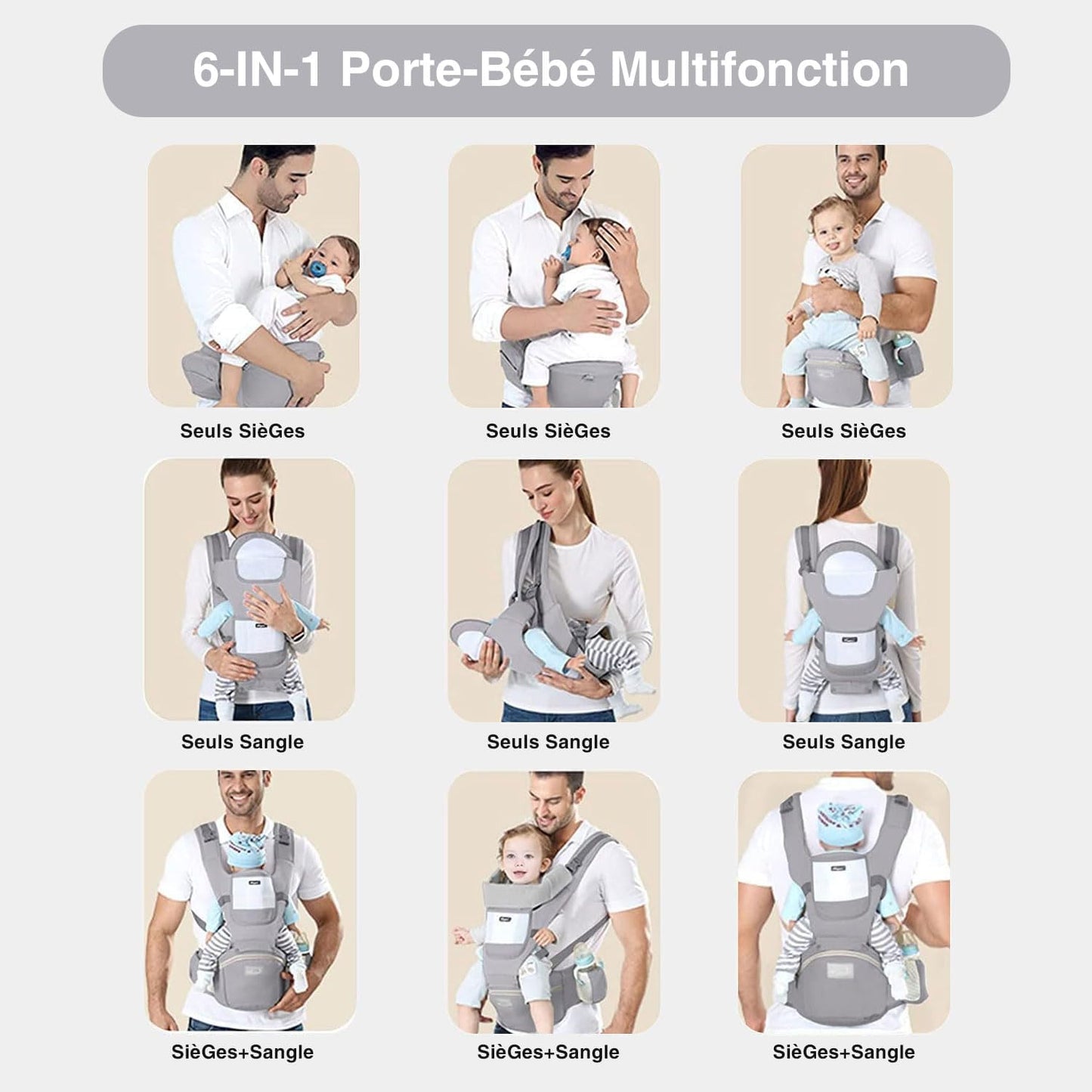 6-en-1 porte bebe multifonctions